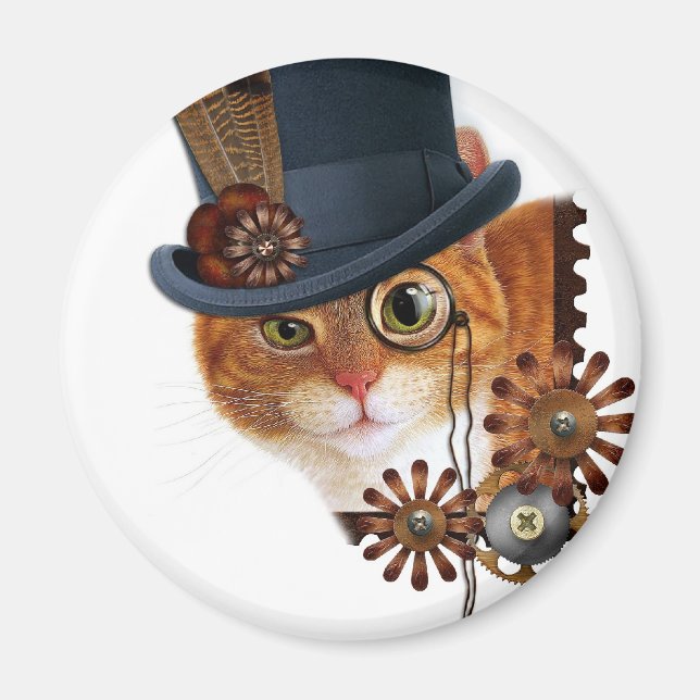 Steampunk Cat Magnet (Front)