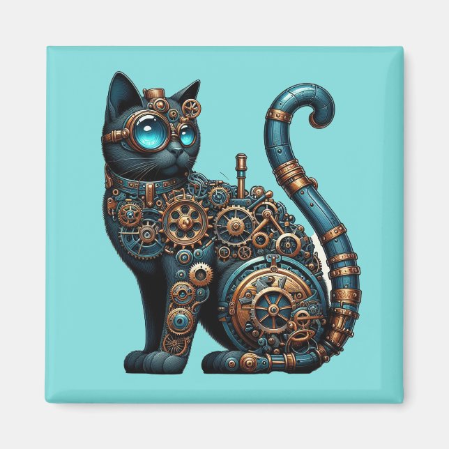 Steampunk Cat Magnet (Front)