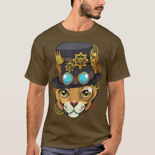 Steampunk Cat Medieval Mechanical Victorian Cute K T-Shirt