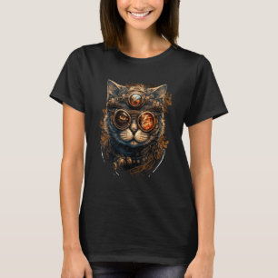 Steampunk Cat Medieval Mechanical Victorian Cute K T-Shirt