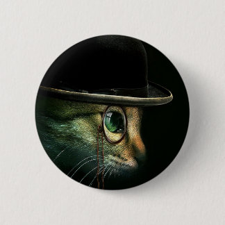 Steampunk Cat pin back button
