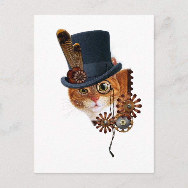 Steampunk Cat Postcard (Front)