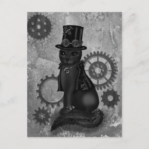 Steampunk Cat Postcard