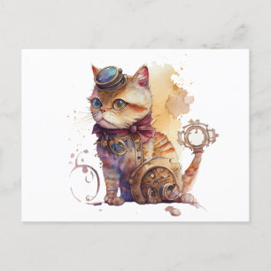 Steampunk Cat Postcard