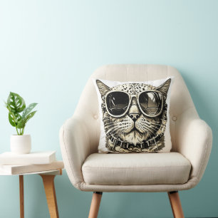Steampunk Cat Throw Pillow