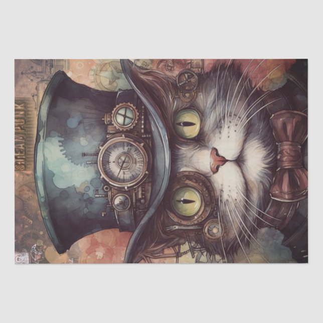 Steampunk Cat Tissue Paper (Front)