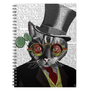 Steampunk Cat - Top Hat and red yellow glasses Notebook