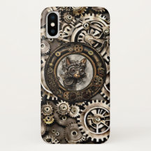 Steampunk Cat Wearing Goggles - iPhone X Case
