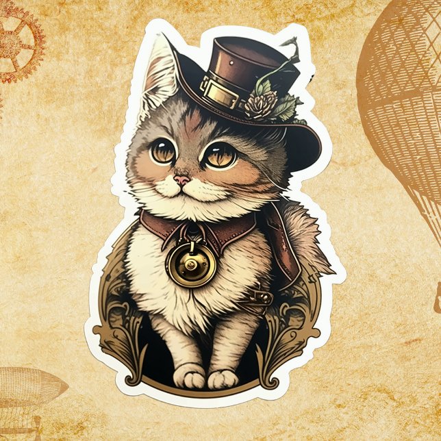 Steampunk Cat With Hat Sticker (Creator Uploaded)