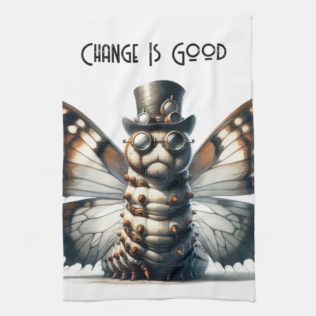 Steampunk Caterpillar Kitchen Towel (Vertical)