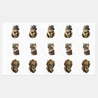Steampunk Cats Sticker Sheet