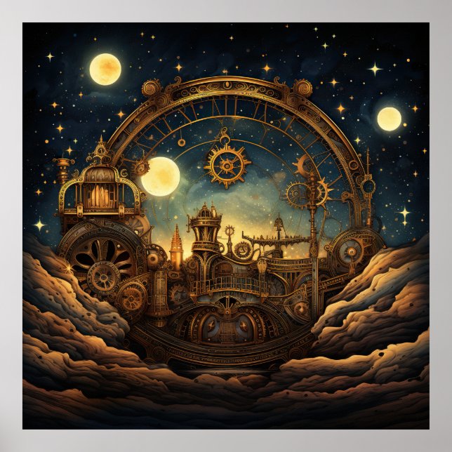 Steampunk Celestial Art Poster (Front)