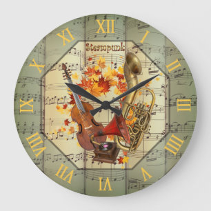 Steampunk~Cello~Edison Phonograph~Bass Saxhorn ~  Large Clock