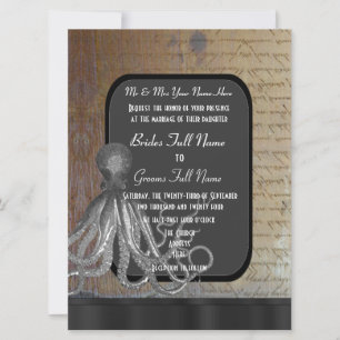 Steampunk chalkboard vintage style wedding invitation