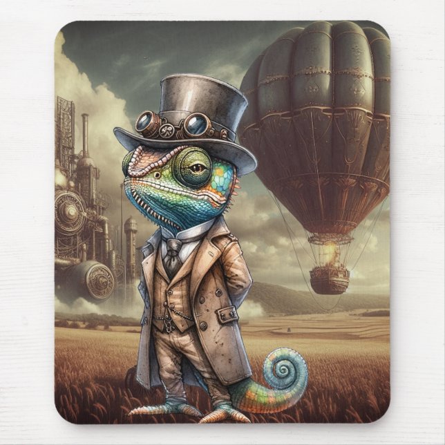 Steampunk Chameleon  Mouse Pad (Front)