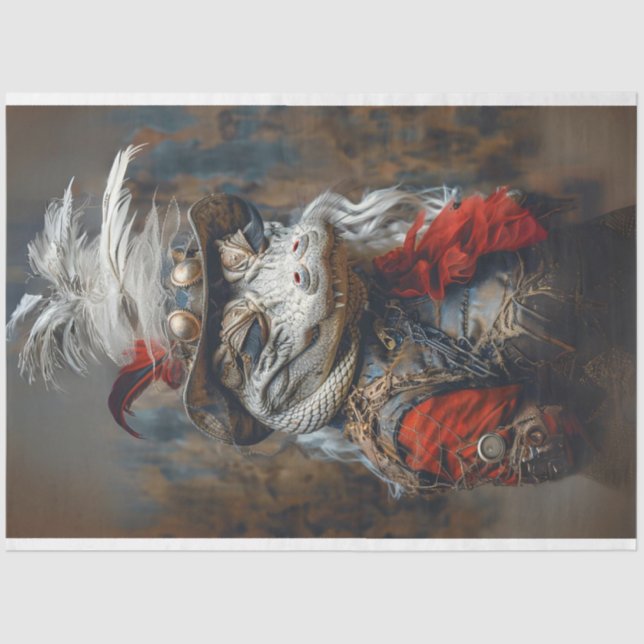 Steampunk Charming Alligator Decoupage Tissue Paper (Front)
