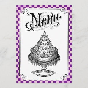 Steampunk Chequerboard Wedding Menu Cards