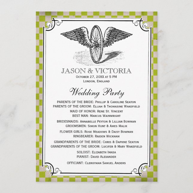 Steampunk Chequerboard Wedding Programs (Front)