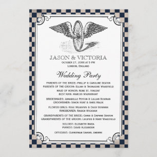 Steampunk Chequerboard Wedding Programs