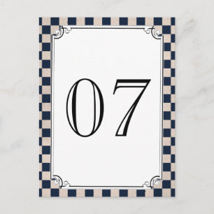 Steampunk Chequerboard Wedding Table Numbers Postcard