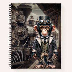 Steampunk Chimpanzee at train station Notebook