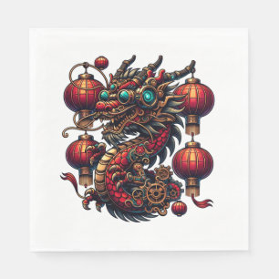 Steampunk Chinese New Year Dragon Napkin