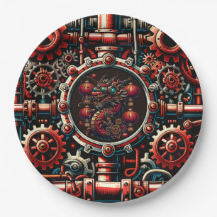 Steampunk Chinese New Year Dragon Paper Plate