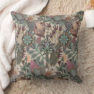 steampunk chintz beige throw pillow