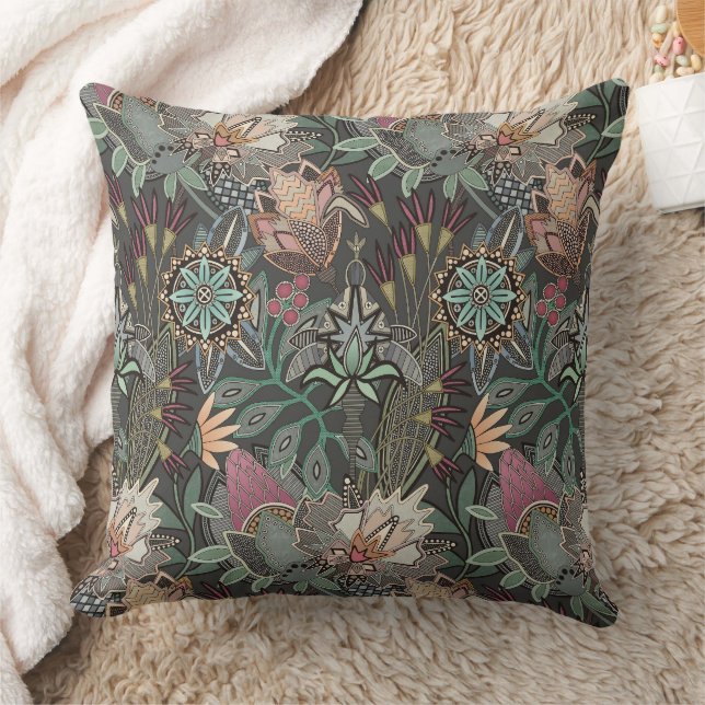 steampunk chintz grey throw pillow (Blanket)