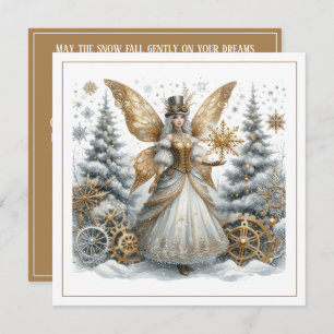Steampunk Christmas – Golden Fairy in Snowy Forest