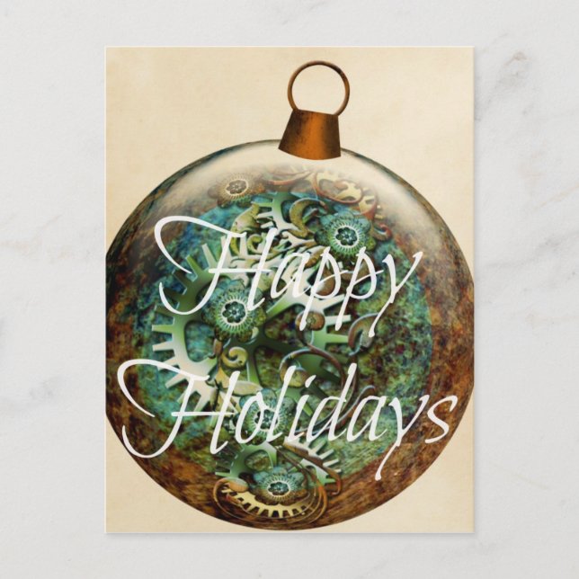 Steampunk Christmas Ornament Holiday Postcard (Front)