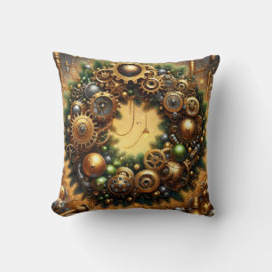 Steampunk Christmas Throw Pillow
