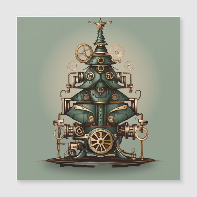 Steampunk Christmas Tree Vintage Retro Style (Front)