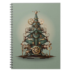 Steampunk Christmas Tree Vintage Retro Style Notebook