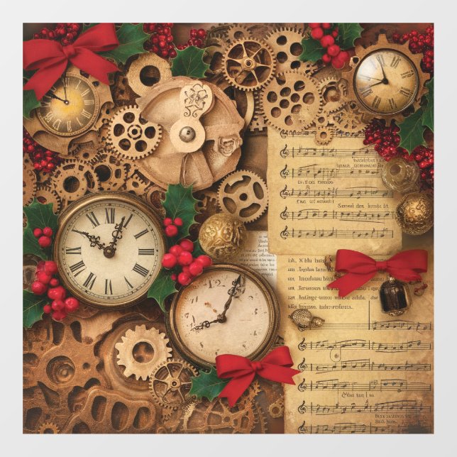 Steampunk Christmas Window Cling (Sheet)