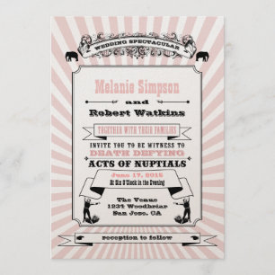Steampunk Circus Faire-part de mariage Blush