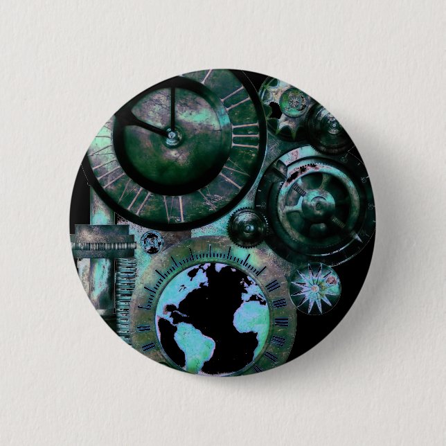 Steampunk Clock 2 Inch Round Button (Front)