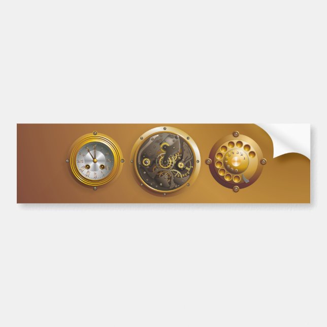 Steampunk clock bumper sticker (Front)