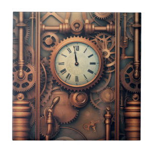 Steampunk Clock Ceramic Tile
