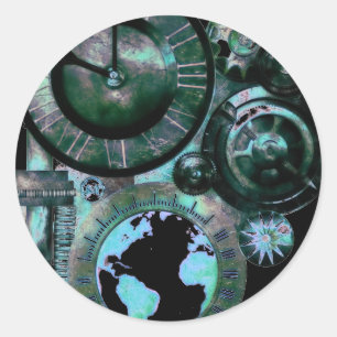 Steampunk Clock Classic Round Sticker