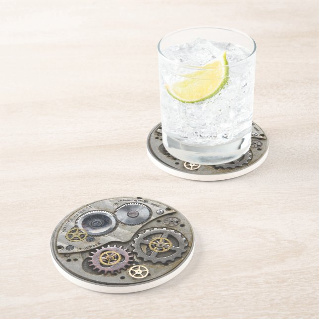 SteamPunk Clock, Clock Coaster, Drink Coaster, Coaster (Side)