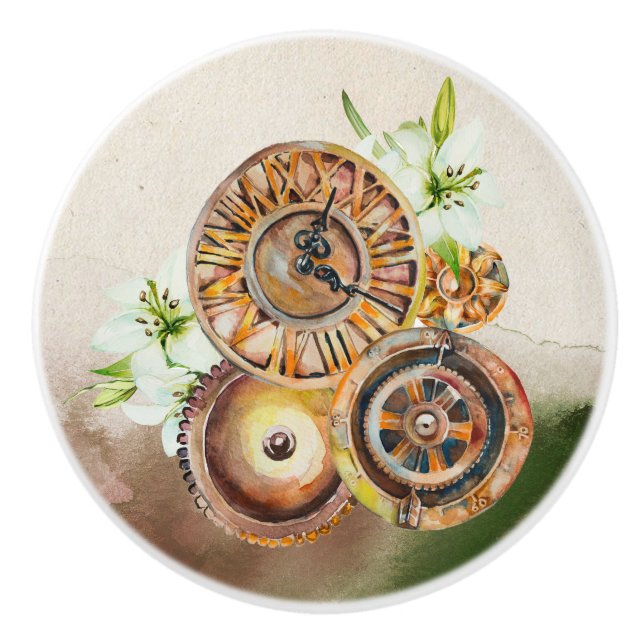 Steampunk Clock Gears | Vintage Drawer Knobs Pulls (Front)