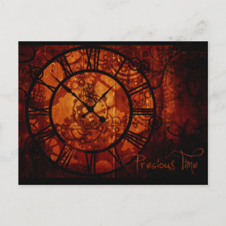 Steampunk clock postcard