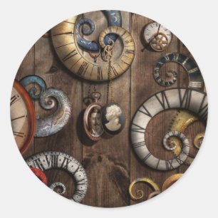 Steampunk - Clock - Time machine Classic Round Sticker