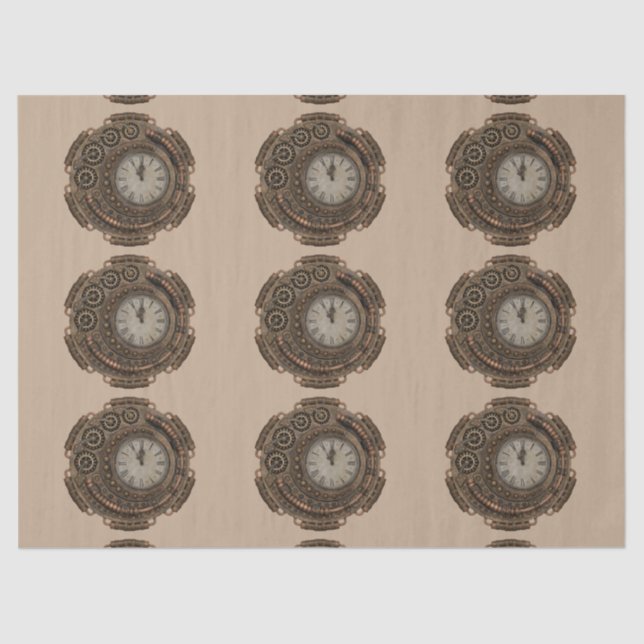 steampunk clock tissue paper (Front)