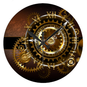 Steampunk clock with antique gears
