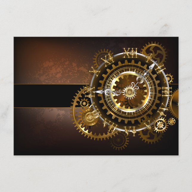 Steampunk clock with antique gears advice card (Front)