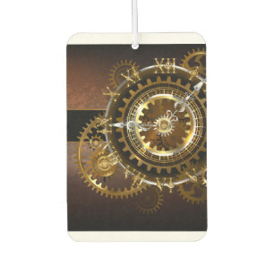 Steampunk clock with antique gears air freshener