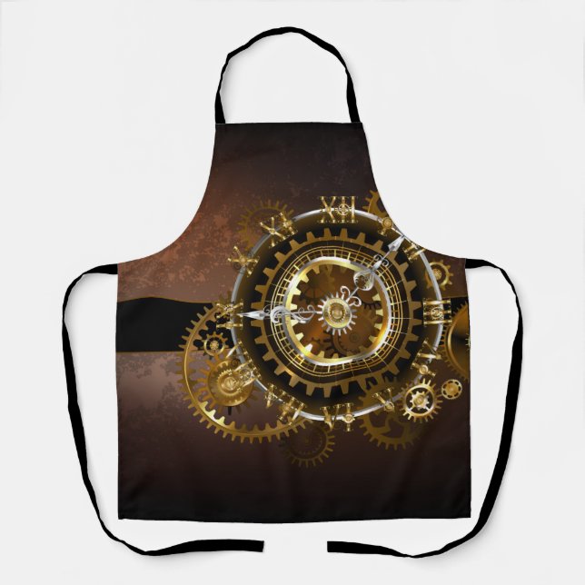 Steampunk clock with antique gears apron (Front)