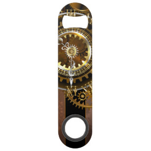 Steampunk clock with antique gears bar key